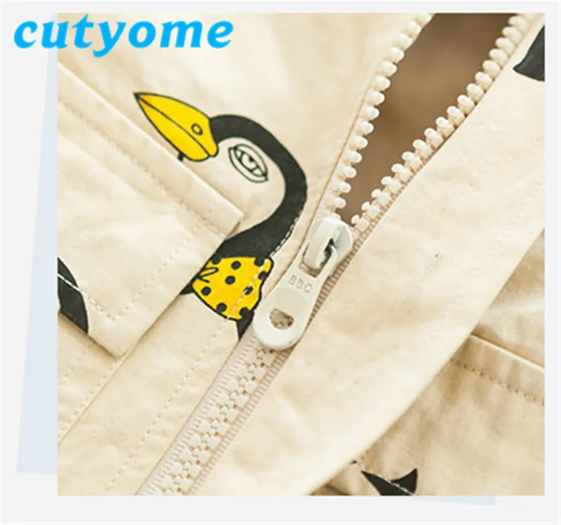 Cutyome Spring Autumn Children Hooded Outerwear Jackets Boys Girls Cartoon Style Casual Windbreaker Kids Cotton Fashion Clothes