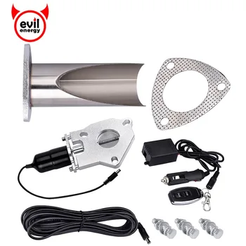 

evil energy 2Inch Cutout Stainless Steel Exhaust Cut Out Header Be Cut Pipe Electric Valve Exhaust Tip Muffler Kit