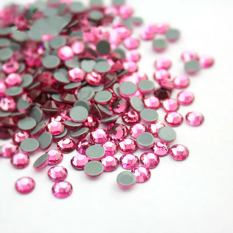 

High Quality Hot Pink / Rose Fix Rhinestone SS16 SS20 SS30 Crystal Beads Iron on Flatback Glass Stones