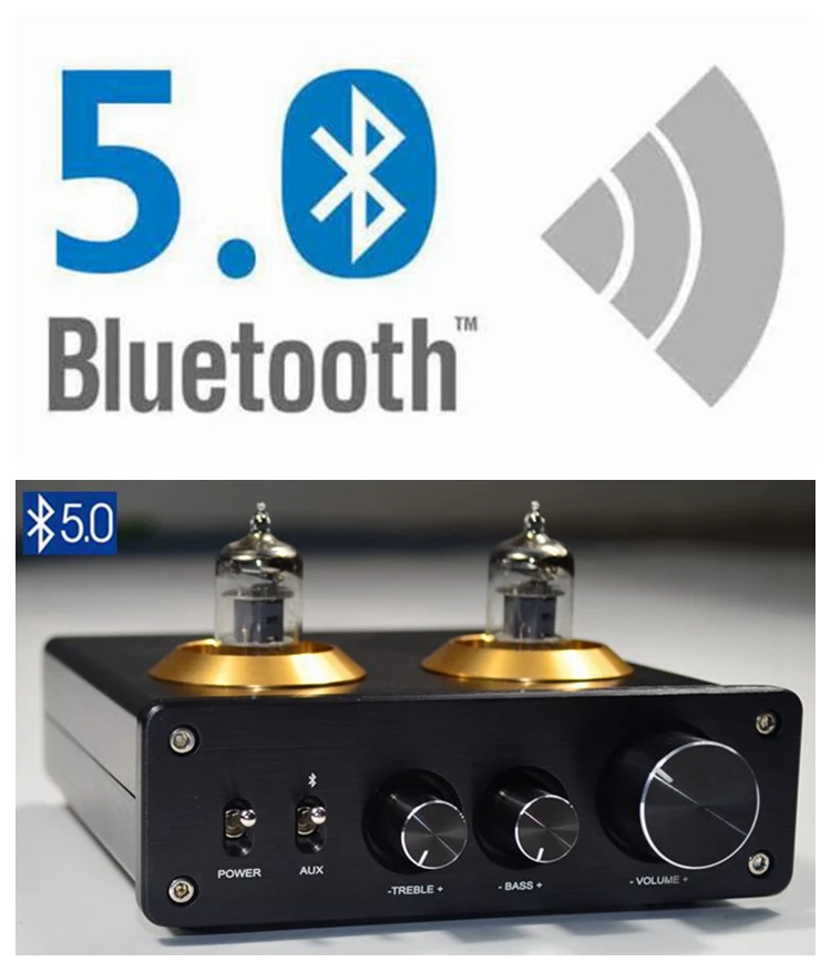 6J1 ламповый тональный предусилитель Bluetooth 5,0 Hifi аудио усилитель Стерео предусилитель с высоким басовым регулятором тона DC12V2A T0807