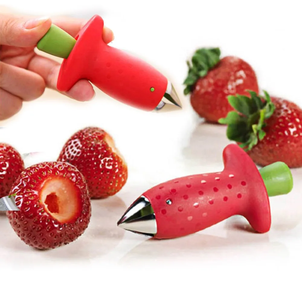 

Fruit Leaf Remover Strawberry Huller Metal Tomato Stalks Plastic Remover Gadget Strawberry Hullers Kitchen Gadgets