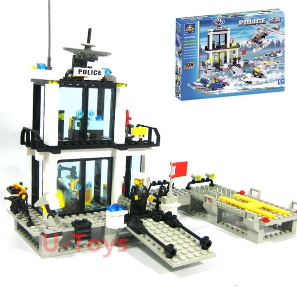 

536pcs Kazi 6726 Maritime Police Station Building Block Set Figures Bricks Boys Toys Birthday Gift Learning & Education
