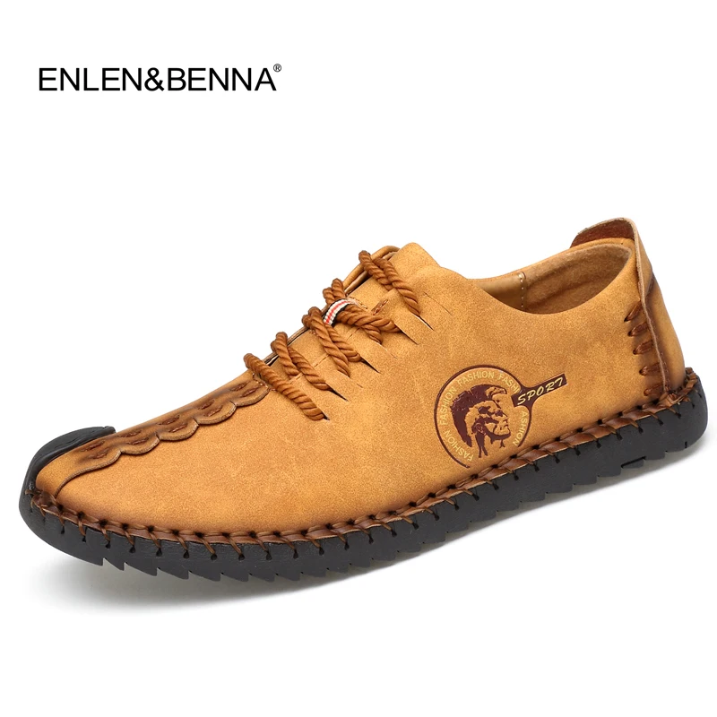 

2017 New Comfortable Casual Shoes Loafers Men Shoes Quality Split Leather Shoes Men Flats Lace up Moccasins Shoes Handmade