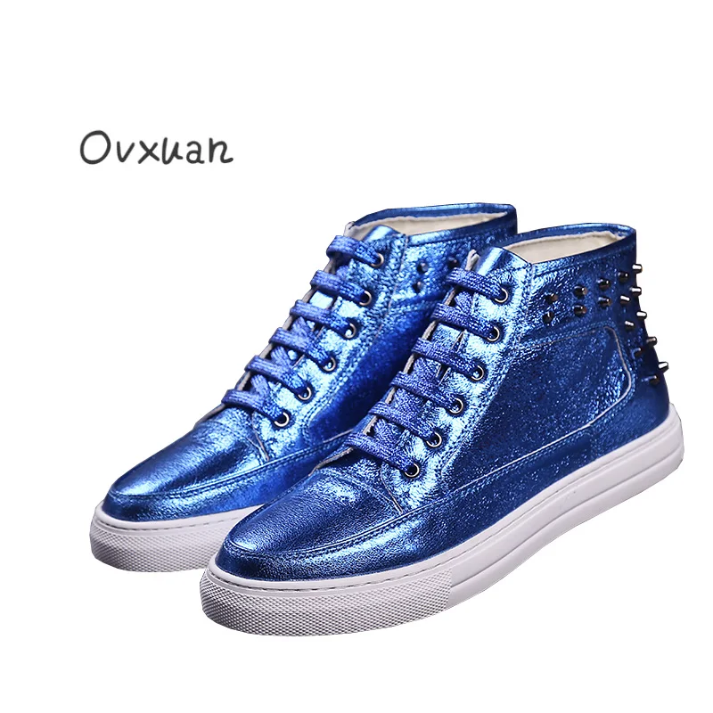 

Ovxuan Luxury Brand Casual Sneakers Men Fashion Party & Street Male Flats Shoes Zapatos Hombre Rivets Design High Top Sneakers