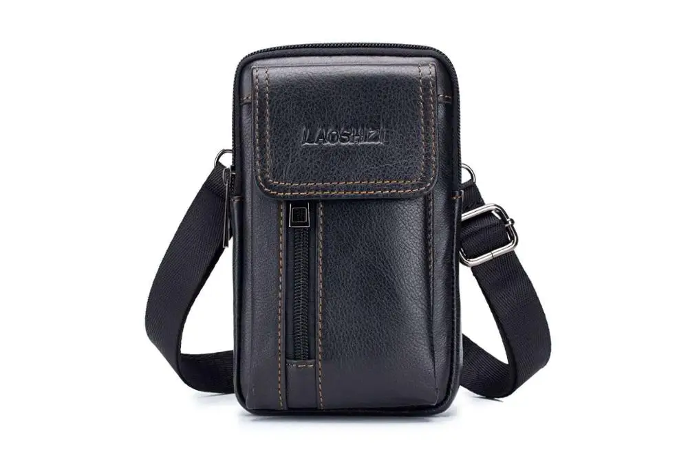 Натуральная кожа, мужские сумки на пояс, маленькая сумка-мессенджер, через плечо, кошелек, мужской чехол для телефона, Blosa, бизнес, для путешествий, подарок - Цвет: lsz91122-black