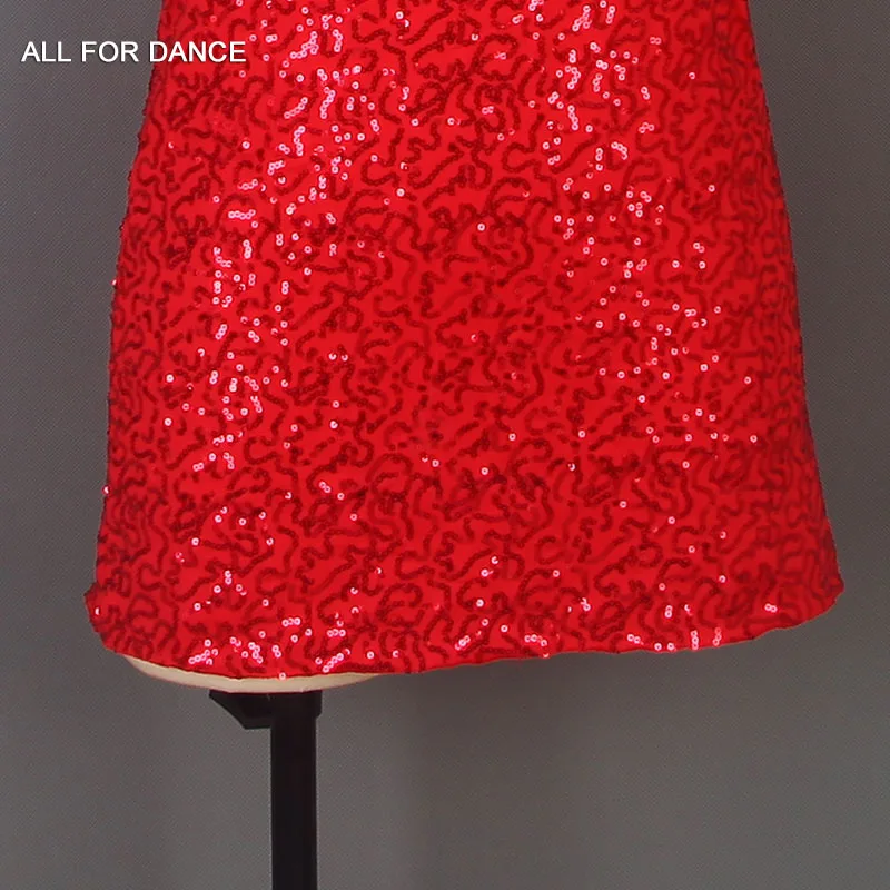 Все для танцев красный блесток лиф из спандекса танцевальный костюм для женщин и девочек сценическое представление джаз и Кран танец танцевальный костюм юбка