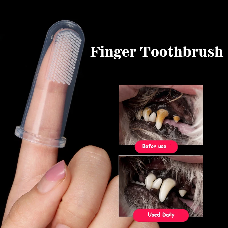 

@HE Dog Silicone Finger Toothbrus Teeth Care Brush For Dogs Soft Dog Cat Cleaning Toothbrushes Bad Breath Dog Accessories