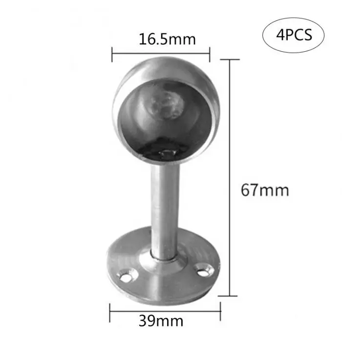 High 4 Pcs Shower Curtain Closet Rod Holder Pipe Flange Socket Ceiling Mount Bracket Stainless Steel LG66