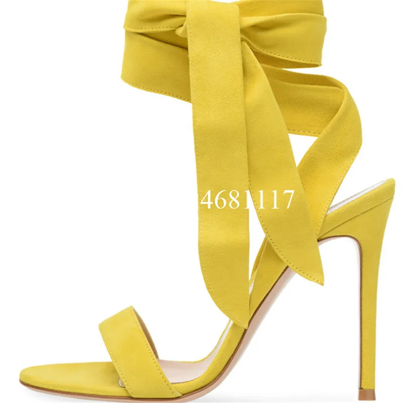 

Summer new fashion ladies simple word buckle wild fine with yellow sheep Beijing ankle straps open toe high heels sandals