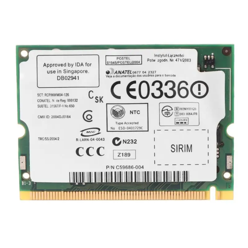 Intel Pro/беспроводной 2200BG 802.11B/G мини PCI сетевая карта wifi для Toshiba Dell