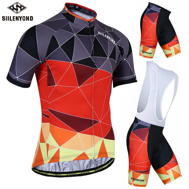 

Siilenyond Anti-UV Pro Summer Cycling Jersey Set Men MTB Bicycle Cycling Clothing Suit Breathable Racing Bike Bib Clothes Suit