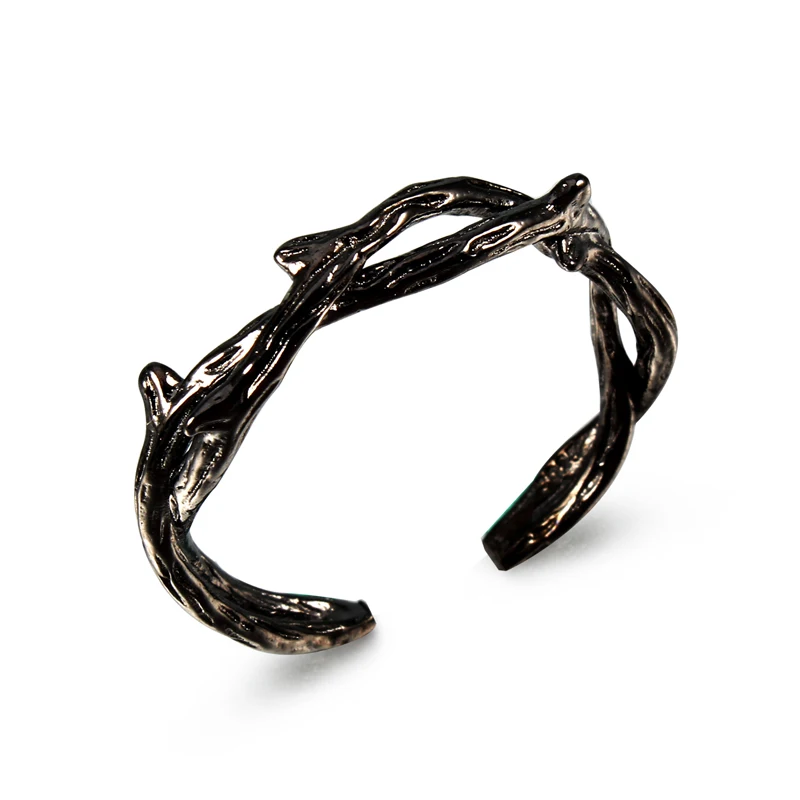 

1pc Black Twig Thorns Circle Opening Adjustable Rings For Women Men Boho Color Couple Finger Ring Mans Party Jewelry Ring R464