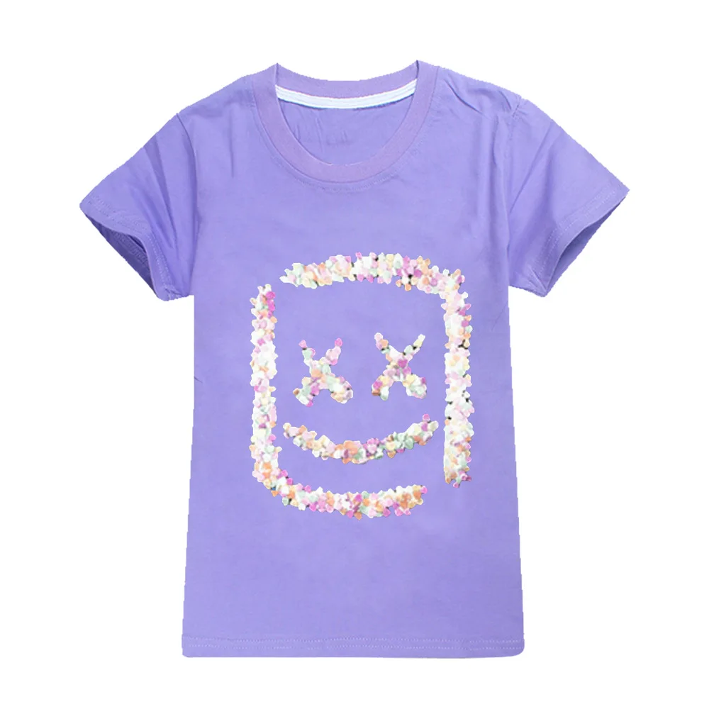 Modis dj marshmello Kids t shirts hoodie clothes Child Black New summer top Short Sleeve T-shirt for Girls Boys 100%cotton