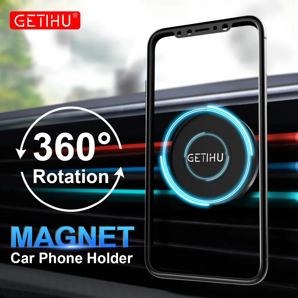 

GETIHU Car Phone Holder Magnetic Air Vent Mount Mobile Smartphone Stand Magnet Support Cell Cellphone Telephone Desk Tablet GPS