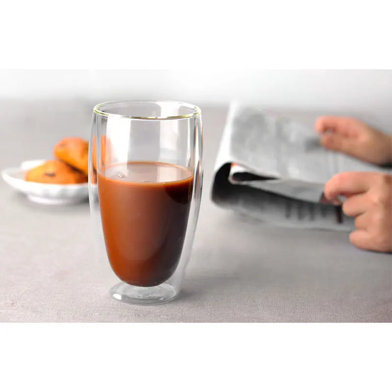 New Double Walled Glasses Bodum Double-deck Glass Mugs With Lid Bearable Temperature Difference 170 C High Egg Shaped Cup