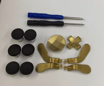 

10PCS 12 in 1 - Metal Mod 6 Swap Thumbsticks Joysticks, 4 Paddles & 2Dpads for Xbox One Elite Controller ( Gold)