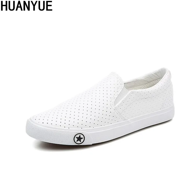

Fashion Men's Casual Shoes High Quality Men's Leather Vulcanized Shoes Breathable Loafers Man Slip-On Brand Sneakers White Black