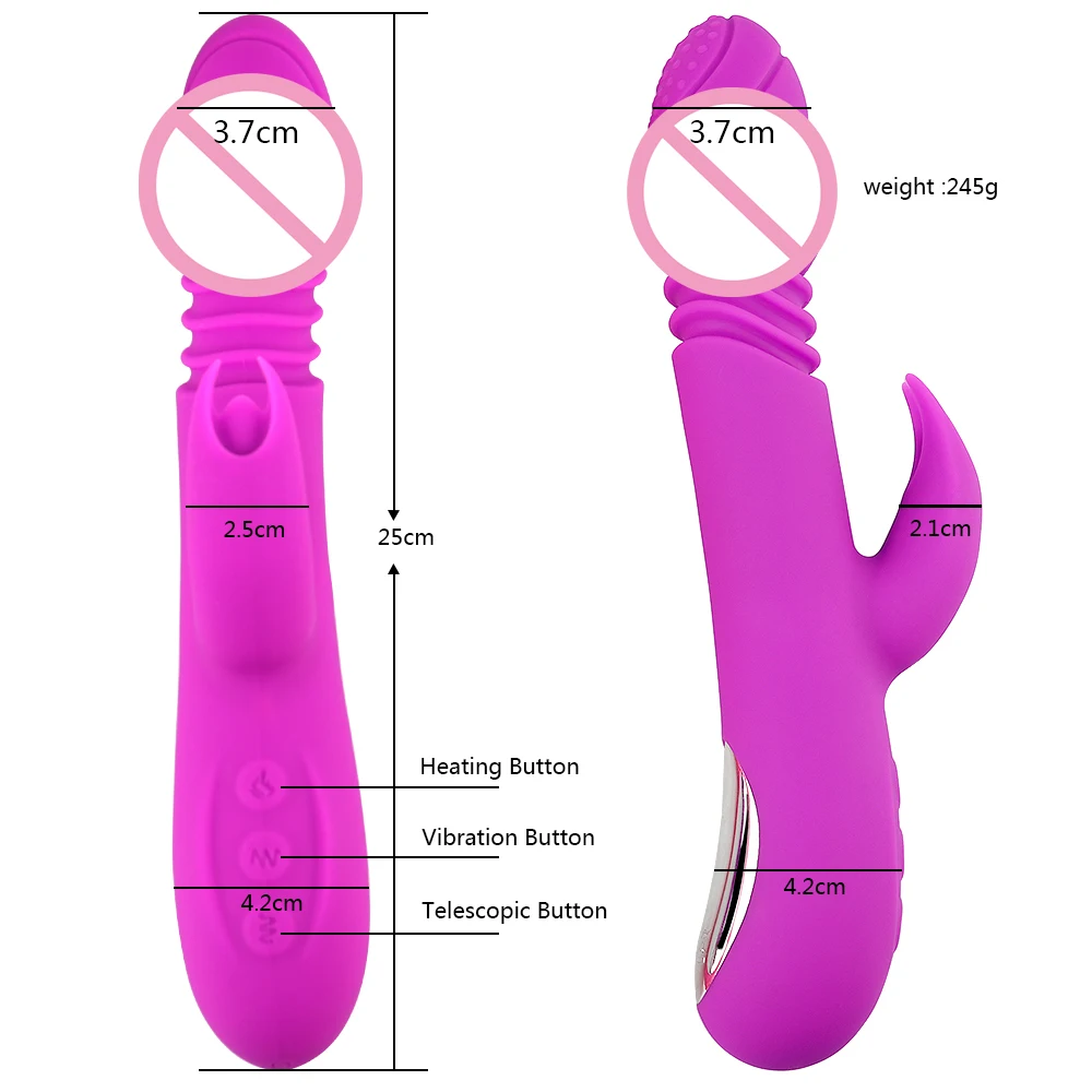 Multispeed Heatable Vibrator Silicone Dildo Vibration G-spot Massager Dual Motor Sex Toys for Women Clitoris Stimulator