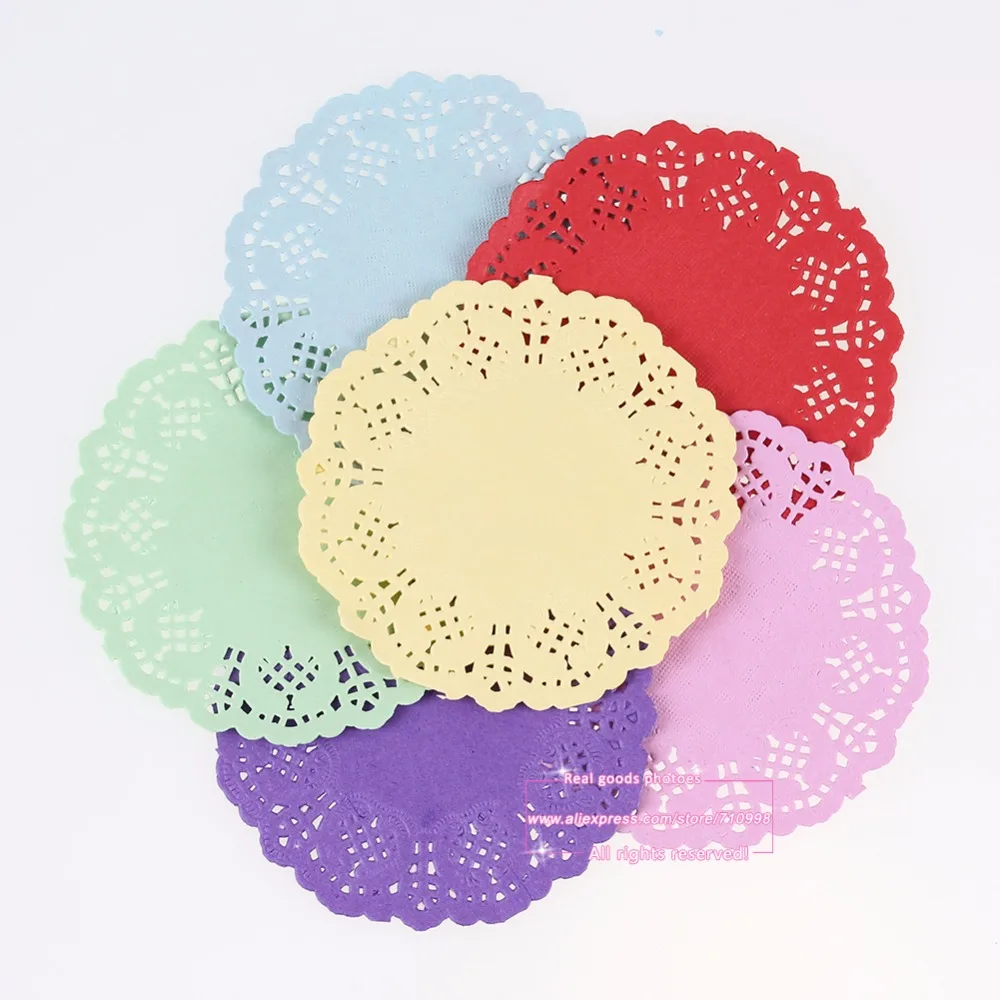 100pcs/lot, 5.5 Inch Romantic Flower Embossed Round Paper Lace Doilies
