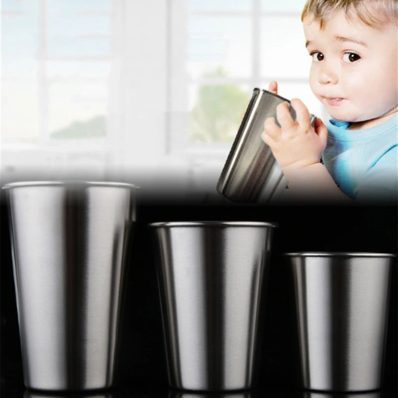 Stainless Steel Cups Kids and Toddlers Drinking Pint Tumblers Camping Travel