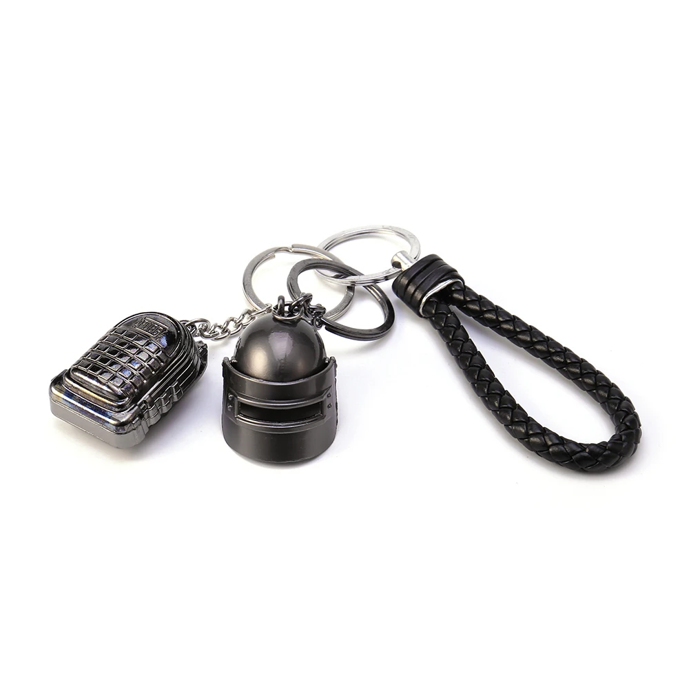 

PUBG Key Chain Playerunknown's Battlegrounds Helmet Backpack Model Keychain High Quality Alloy Key Ring For Game Player Fan Gift
