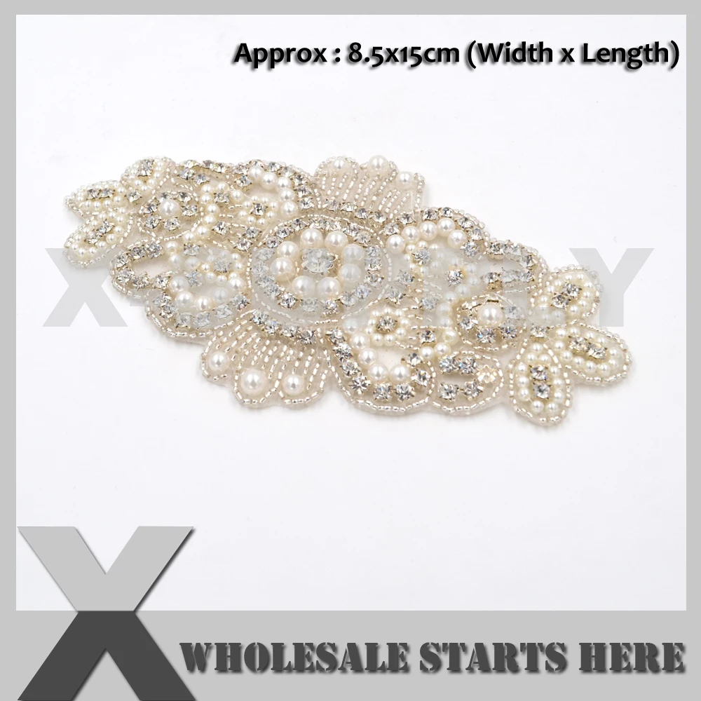 

Diamante Beaded Pearl Rhinestone Applique For Bridal Wedding Decoration Accessories Sash Belt