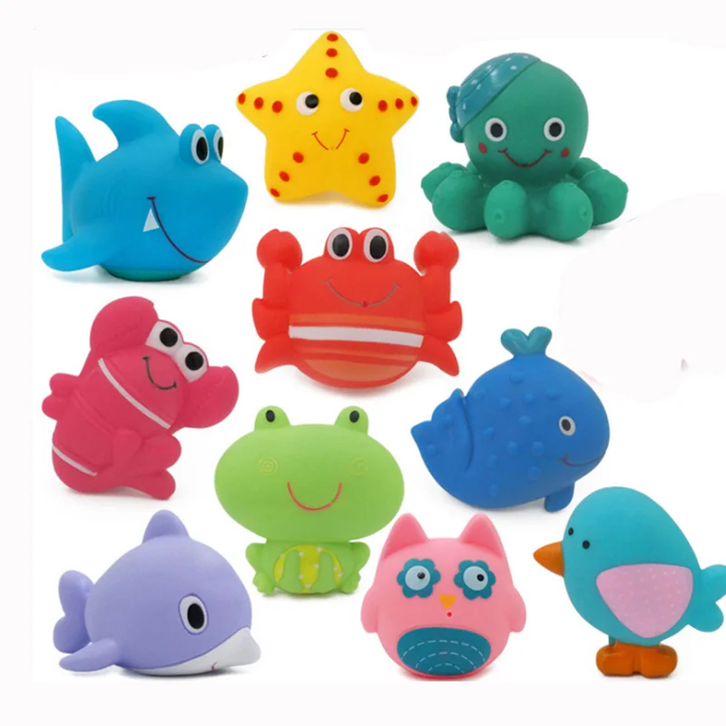

1 piece Water Spray Animal Soft Rubber Toys Bath Toys Bathroom Baby Toy Duck Green Frog for Boys Girls