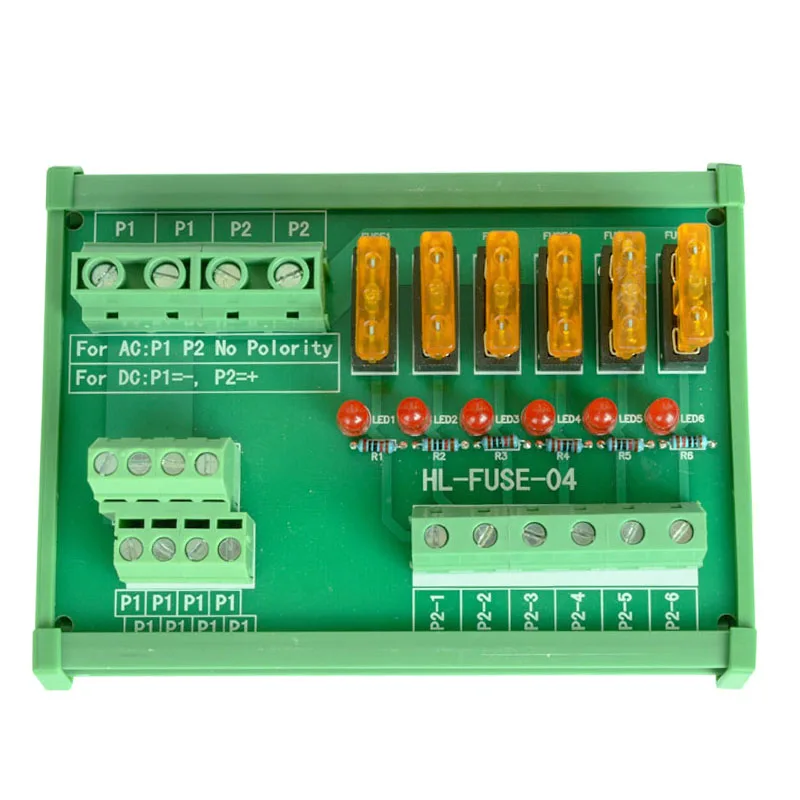 Din-рейку 6 позиции распределения питания предохранитель Модуль платы, для AC/DC 5~ 32 В