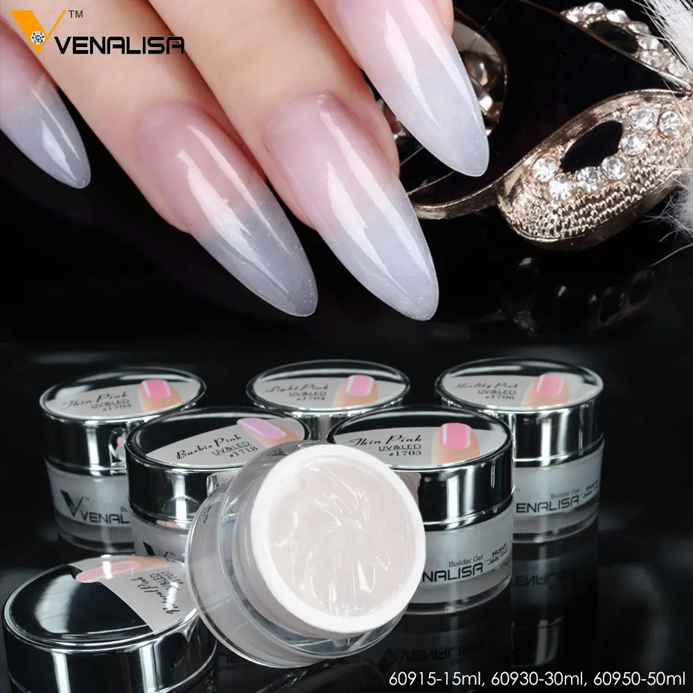 

#60930 VENALISA 30ml 24 Color CANNI Nail Art Manicure Clear Pink Natural Camouflage Hard Jelly Builder French Nail Extend Gel