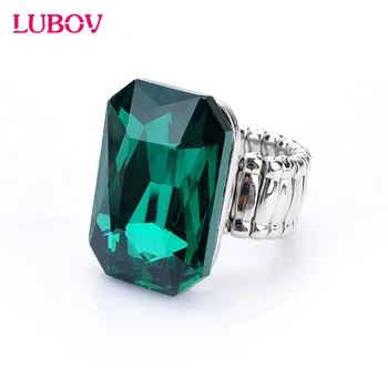 MEGA VENTA ❤️ Anillo grande elástico con piedra de cristal para mujer, sortija elástica, 7 colores, regalo de Navidad, 2018 - discount item 9% OFF Joyas y complementos