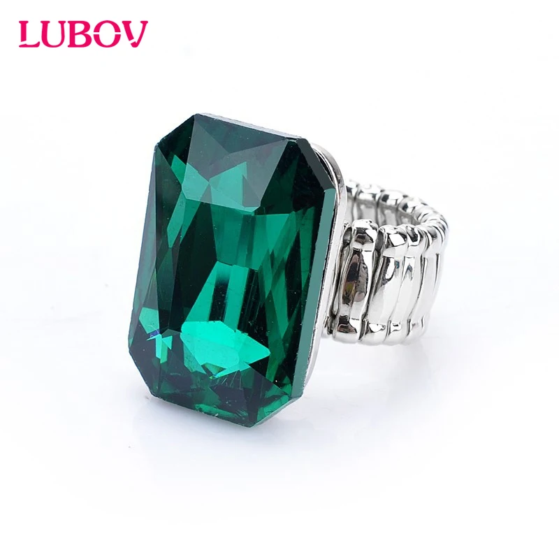 

Personality Elegant Big Ring for Women 7 Colors Big Glass Stone Fashion Elastic Stretch Finger Rings Jewelry Christmas Gift 2018
