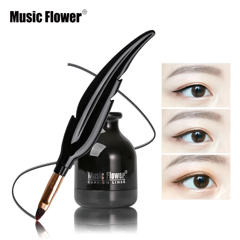 Бренд Music Flower Eyes Make Up подводка-кушон для век водостойкая Стойкая подводка для глаз карандаш черный Быстросохнущий для век натуральный