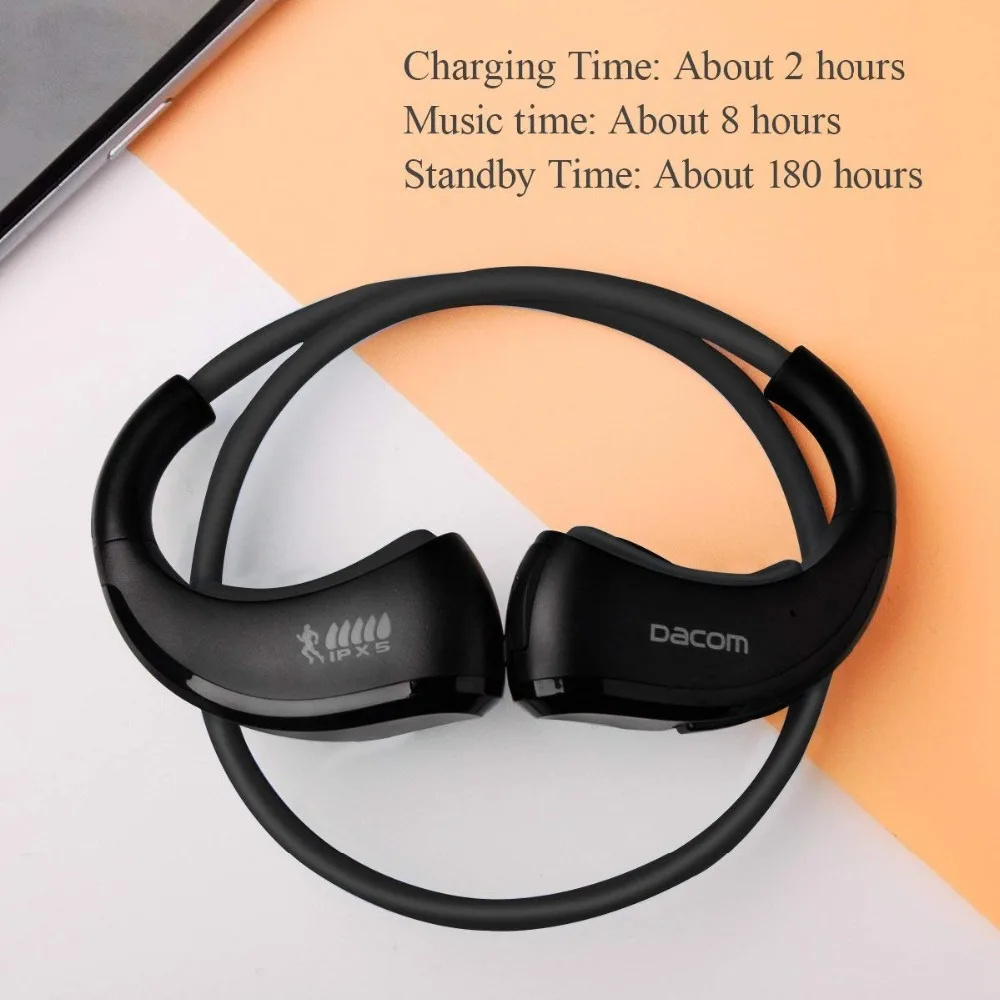 Dacom armadura impermeable del deporte auriculares inalámbricos auriculares Bluetooth auricular de Audio estéreo de auriculares con micrófono de manos libres para correr - 4