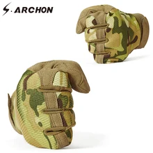 S. ARCHON военные камуфляжные тактические боевые перчатки мужские армейские Мультикам мотоциклетные перчатки полный палец стрельба Боевая рукавица