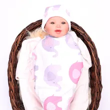 Отличное качество 0-12 месяцев новорожденных wrap детское одеяло Симпатичные Слон мультфильм детские одеяла+ шапка комплект wikkeldeken детские