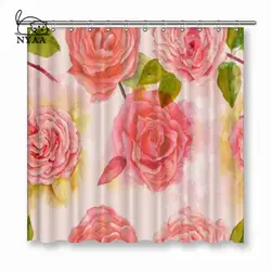NYAA Винтаж-Стиль акварельные розы занавески для душа полиэстер ткань шторы для домашнего декора