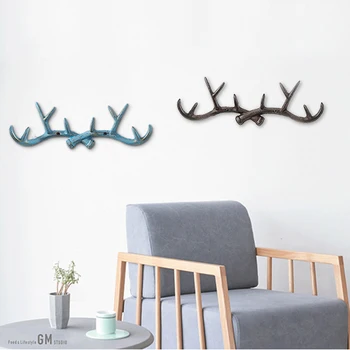 

High Quality Retro Antlers Hooks Wall Hanging Coat Hook Iron Sundries Hanger Wall Mounts Room Storage Racks Crafts Home Decor
