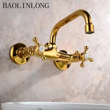 Wall Mounted Bathroom Faucets Chrome Brass Spout Vanity Sink Mixer Basin Faucet Tap modern design antique brass open spout basin faucets fashion bathroom mixer vintage bathroom sink faucet