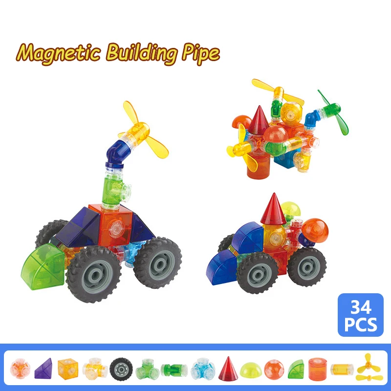 34PCS Building Pipe Block Construction Educational