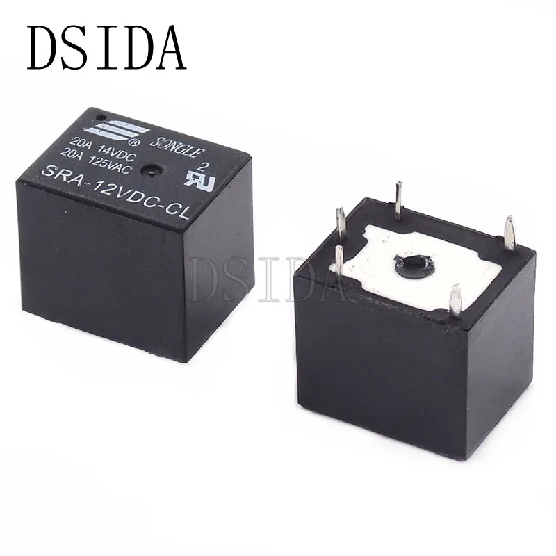 

10PCS 12V 20A DC Power Relay SRA-12VDC-CL 5Pin PCB Type In stock Black Automobile relay