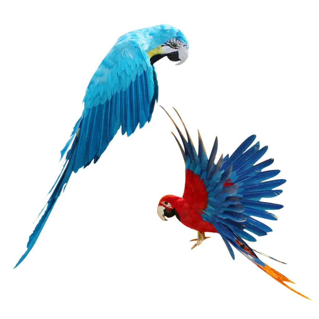 Set 2pc Artificial Realistic Parrots Birds For Garden Weding Home Decoration Lifelike Shape Beautiful Natural