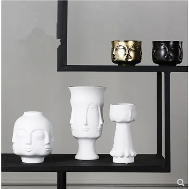 Online Keramik gesicht modell vase, kreative Nordic kunst handwerk, hause schreibtisch dekoration, moderne blumen