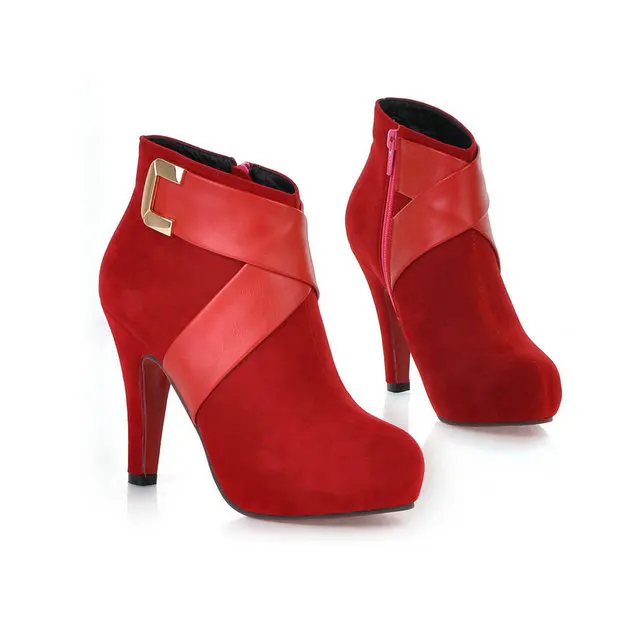 NEMAONE/Новое поступление; женские демисезонные модные пикантные ботильоны на высоком каблуке; большие размеры 34-43 - Цвет: Красный