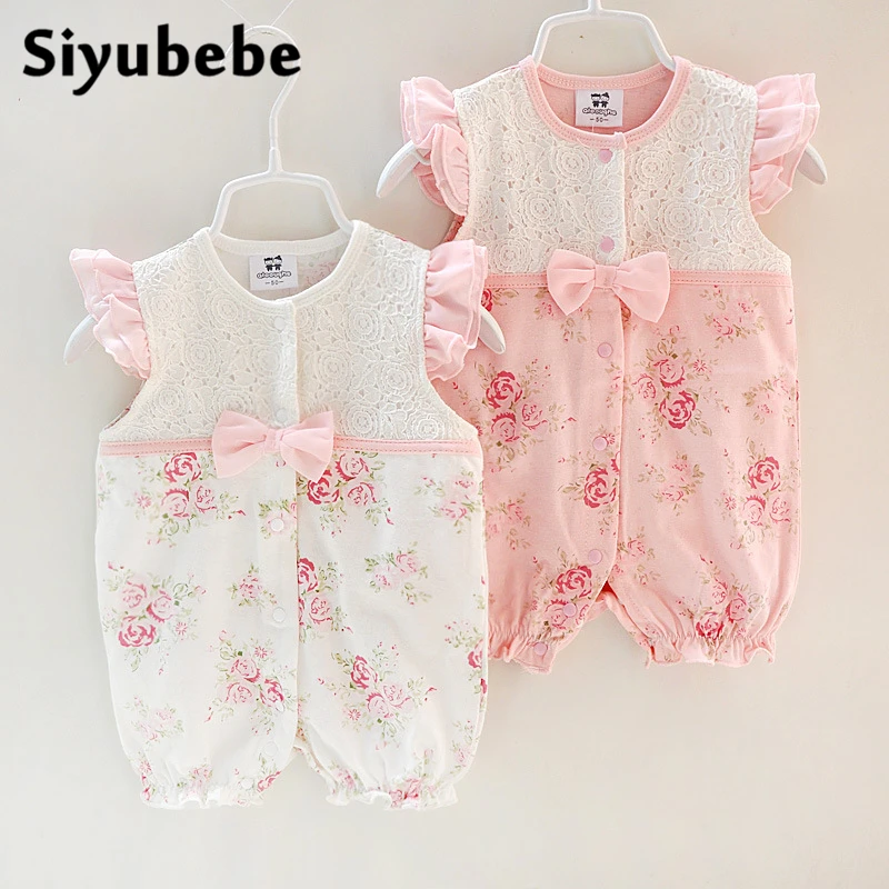 

2017 Summer Baby Girl Romper Infant Girls Formal Clothing Dress Cotton Jumpsuit Ropa Bebe Short Sleeve Newborn Baby Girl Clothes
