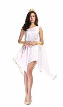 Ensen diosa griega cosplay halloween dress larga para mujer de la mujer adulta ropa set blanco loose dress para la fiesta de carnaval