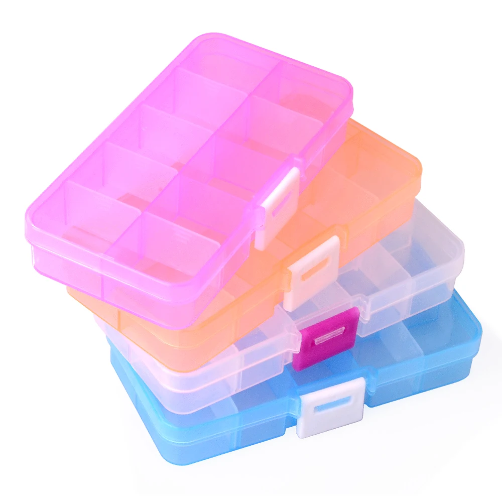 Adjustable Slots Plastic Jewelry Box Storage Case Craft Jewelry Organizer Beads Earrings Rings Gift Boxes Small Carton Packing