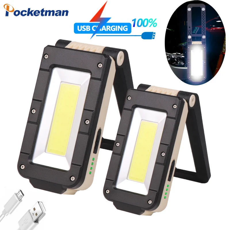 

USB Rechargeable COB Work light Portable LED Flashlight 180 degree adjustment Bottom with magnetic Suitable for camping outdoor