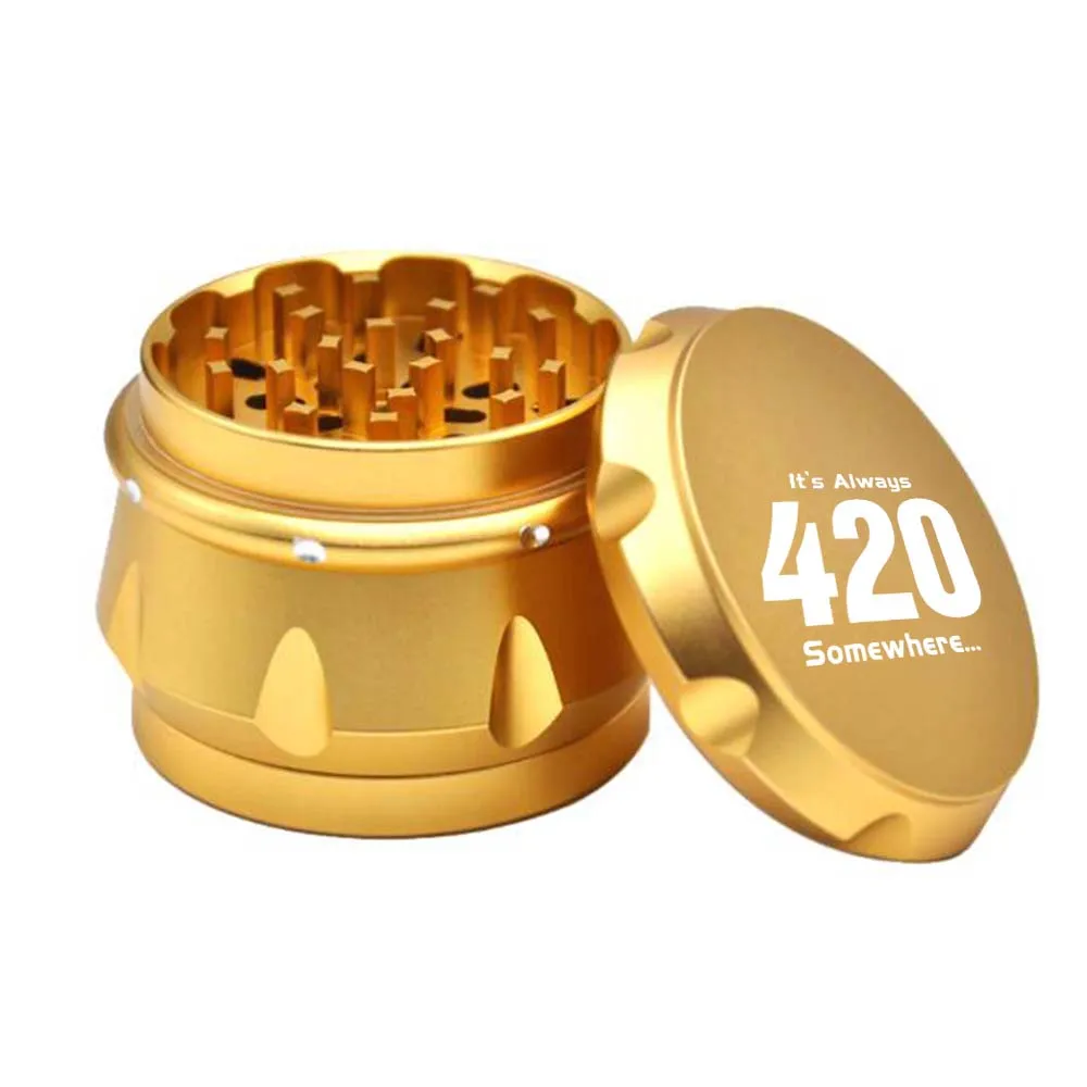 HONEYPUFF Speaker Shape Herb Grinder Aircraft Aluminum Grinder 56 MM 4 Layers Crusher Herb Tobacco Grinder Spice Crusher - Цвет: Gold-420