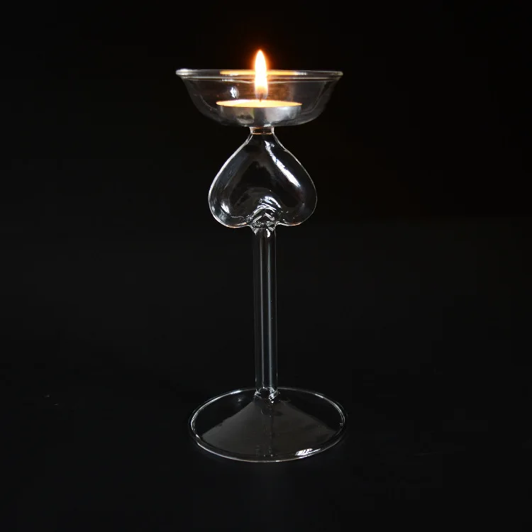1PC Blown glass candlestick holders foot high love European romantic