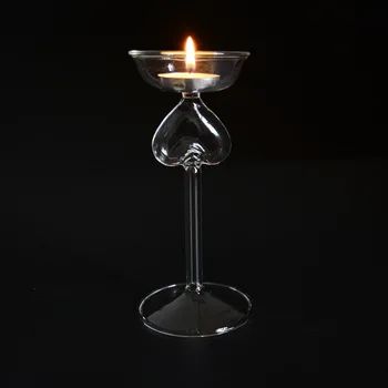 

1PC Blown glass candlestick holders foot high love European romantic dinner for decoration candle holder JY 1181